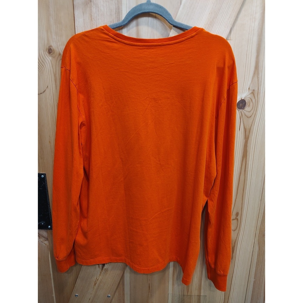 Polo Ralph Lauren Men Sz L  Long‎ Sleeve Crew Preppy T Shirt Orange Green Pony - Picture 4 of 8
